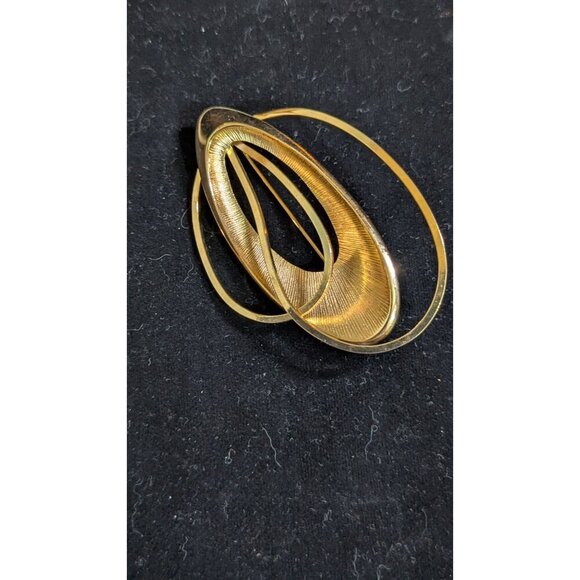 Vintage Emmons Brooch Gold tone Modernist Pin Abstract Mid-Century 2.75" - Picture 7 of 7